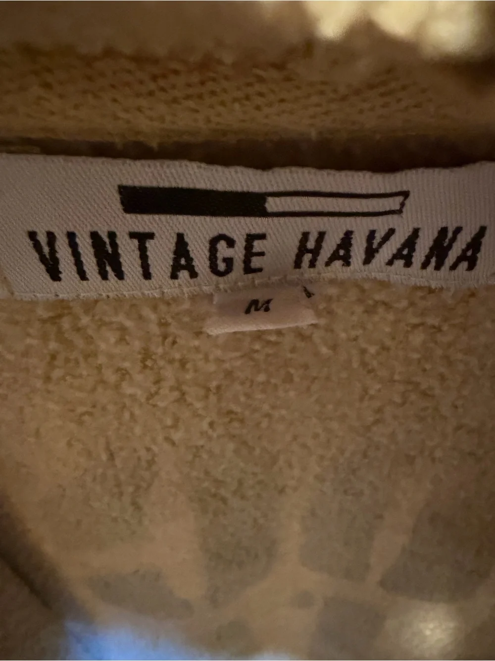 Vintage Havana Beige Zip-Up Hoodie with Black 'ROCK STAR' Graphic